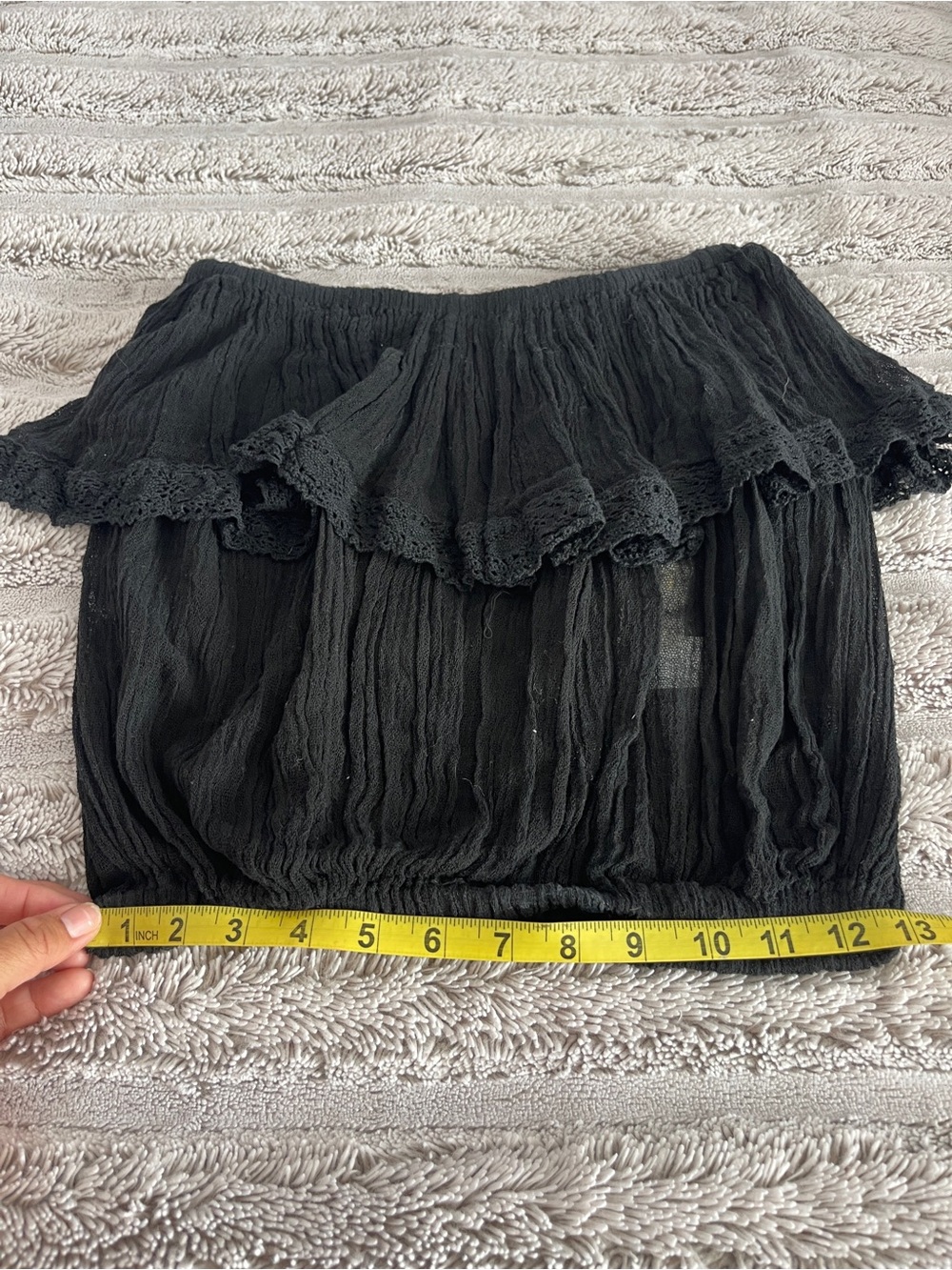Jen's Pirate Booty Black gauze Ruffle tube Top - Picture 8 of 8